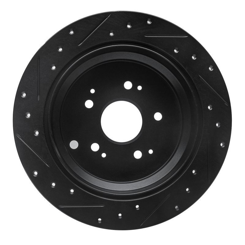 Honda Odyssey Brake Rotor (1) - Rear Right - R1 Concepts - Drilled & Slotted - Black - `02-`04